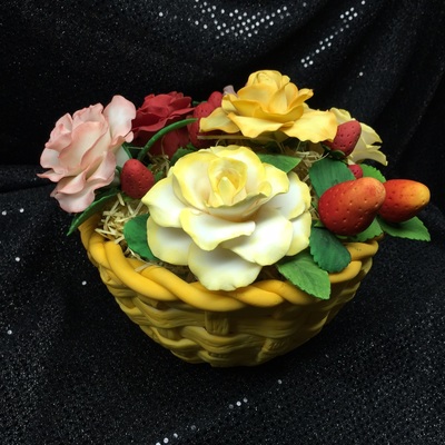 Strawberries And Roses In A Basket