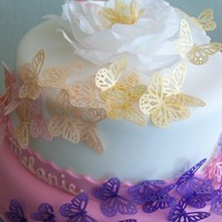 Butterflies! Birthday cake shared by two sisters. Their only specifications was that it was a butterfly cake, so I used the occasion to work with my...
