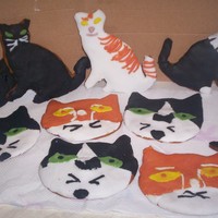 Gingerbread Cat Shaped Iced Biscuits The other group of gingerbread iced cat shaped shaped biscuits - made for a rescue cat fundraising event