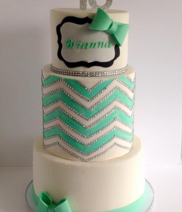 Chevron,rhinestones,sweet 16 Cake