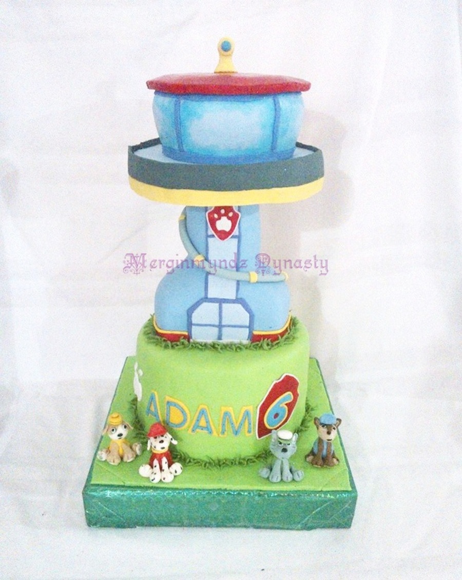 paw patrol tower cake