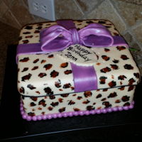 Animal Print Gift Box Marbled Gluten Free cake, dairy free buttercream and mmf.