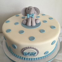 Boy Baby Shower Boy baby shower cake with fondant elephant topper