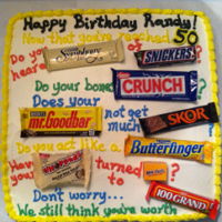 Candy Bar 50th birthday, candy bar cake.