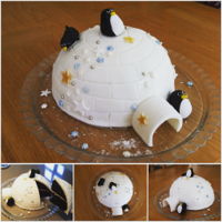 Igloo Cake This was me trying out how to make a cake in a bowl. Its a chocolate fudge cake layered with vanilla buttercream and covered in fondant,...
