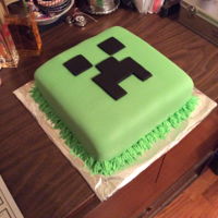 Minecraft Creeper Dark chocolate fudge cake filled with my signature almond/vanilla buttercream and covered in fondant.