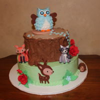 Woodland Critters Baby shower cake with baby animals