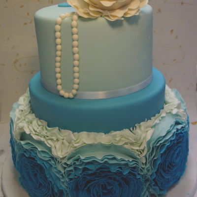 Blue Ruffles Wedding Cakes