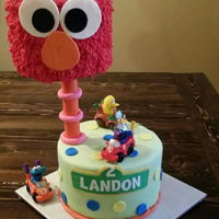 Elmo And Sesame Street Cake Fun 2 tier cake! Chocolate with Italian Peanut Buttercream filling.