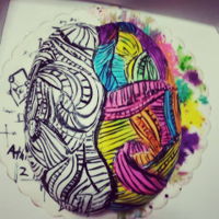 Explosion Of Colour ! Brain cake showing the different parts of the brain and our left logic side against our more creative side (right)