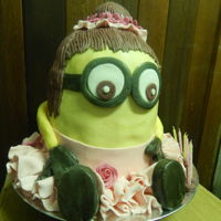 Minion Girl Cake chocolate cake covered in fondant