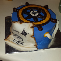 Sailor Man! This is an 8" double layer iced in buttercream with handmade/ painted decorations.