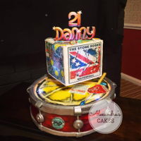 The Stone Roses Birthday Cake ultimate stone roses birthday cake 14" hand painted drum done with edible paint with an 8" floating cube lit up by 3 individual...