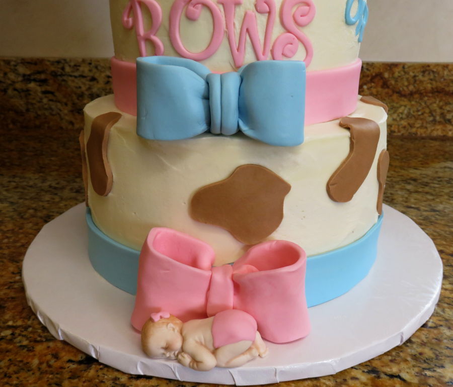 Boots Or Bows Baby Gender Reveal Cake.