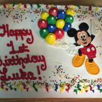 Mickey Mouse First Birthday Sheet Cake All buttercream decoration