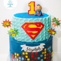 Super Hezekiah First birthday superman cake