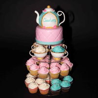 Tea For "one" Perfect for a little gir's first birthday. The teapot was created using rice crispie treats. Also created a smash cake to match.