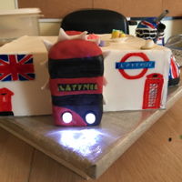 Best Of British Cake Competition Included London transport, phone box, telephone box, 007, Dr Who and Tower of London
