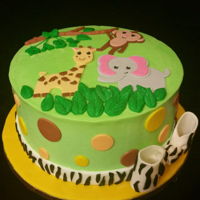 Jungle Baby Shower Little jungle baby shower cake. Buttercream with fondant decor