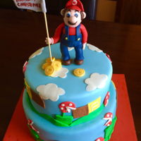 Mario Bros Cake Cake cover with fondant, Mario bros figure made white gumpaste