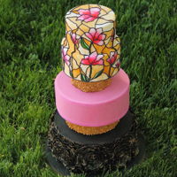Mongolia Stain Glass Stain glass painted wedding cake