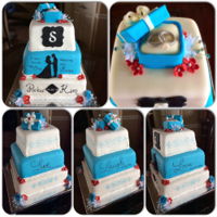 Wedding Shower Cake Couples's wedding shower, turquoise and red.