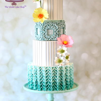 Blue Ombr&eacute; With V-Petal Ruffles