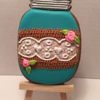 Burlap And Lace Mason Jar Gourmet Sugar Cookie Sugar cookie with royal icing and gourmet sanding sugar.