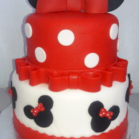 Minnie Mouse Theme Cake Birthday cake, with Minnie Mouse decoration in fondant.