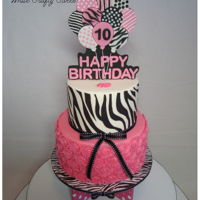 Zebra Stripes And Hot Pink Cake And Cupcake Tower Hot Pink and Zebra stripes for two beautiful young ladies celebrating their 10th Birthday. Fondant balloon topper and 80 individual molded...