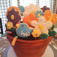 Flower Pot Cake Tiered Carved Chocolate Cake