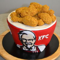 Kfc Bucket Cake Bucket: Chocolate Mud & Marble Cake with Fondant and Edible Images Chicken: Tim Tams & Cream Cheese Cookie Pop with Cornflakes