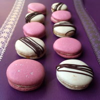 Macarons! Salted caramel, and raspberry and white chocolate macarons. Yummy!