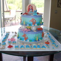 Mermaid And Friends Mermaid cake for my Granddaughter - buttercream with fondant decorations
