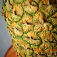 Pineapple Cake This is a cake shaped as a pineapple. The cake is lemon with a raspberry-rose reduction with vanilla bean SMBC. I used modeling chocolate...