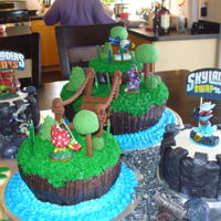 Skylander Cakes are covered in buttercream - fondant and chocolate decorations