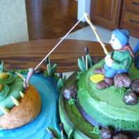 The Big One - 40Th Birthday For my son's 40th birthday - Fish is rice krispie treats covered in Fondant. Cake is buttercream with chocolate and fondant...