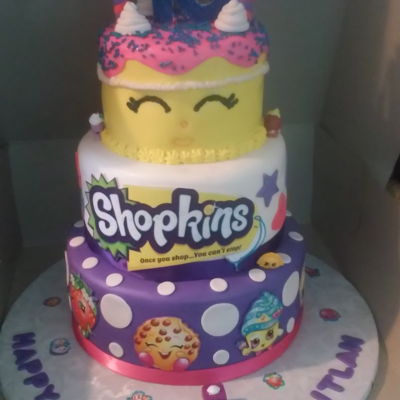 3 Tier Shopkins With "wishes" Themed Birthday Cake