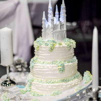 Cinderella Wedding Cake 3 tier "Fairy tale" Wedding cake with hydreangeas..the brides favorite flowers. American buttercream on white velvet with fresh...