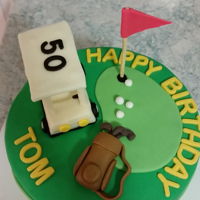 Golf Cake Fondant cake with modeling chocolate golf cart and fondant golf bag