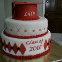 Graduation Cake Fondant graduation cake, Red and Black.