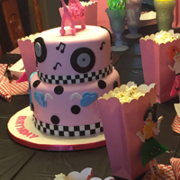 Sock Hop Cake Sock Hop Birthday Cake with Pink Poodle Figurine.
