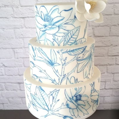 Painted Magnolia Cake