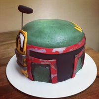 Boba Fett Starwars character in buttercream and fondant accents