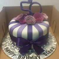 Shades Of Purple Themed Birthday Cake 8" Shades of Purple themed Birthday Cake: Marble (Yellow//Chocolate) Cake in buttercream and decorated with Purple Paper Flowers and...