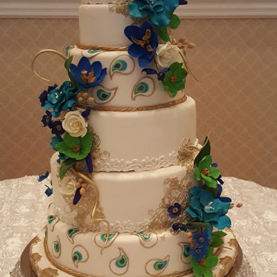 Peacock Inspired Wedding Cake