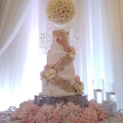 Romantic Wafer Paper Floral Cake