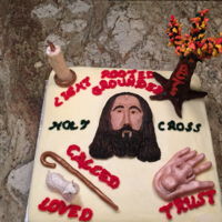 Jesus As Center Cake made to represent 4 different retreat themes with Jesus in the center. Themes - we are the light, grounded in Christ, Trust, He is the...