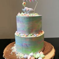 Watercolor Smash Cake Watercolor smash cake for a one year old. Layered vanilla chiffon cake, sweet milk syrup, fresh strawberries, and vanilla swiss meringue...