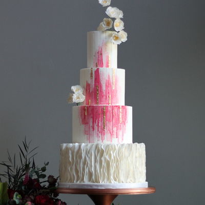 Pink Modern Bride Wedding Cake
